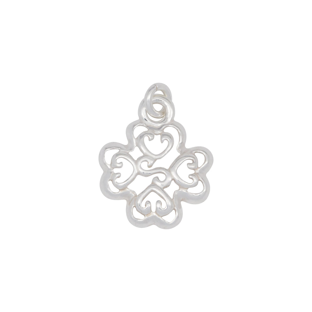 Sterling Silver, 14.3mm Width by 2.3mm Length by 17.1mm Height, Filigree Flower Charm. Quantity Per Pack: 5 Pieces.