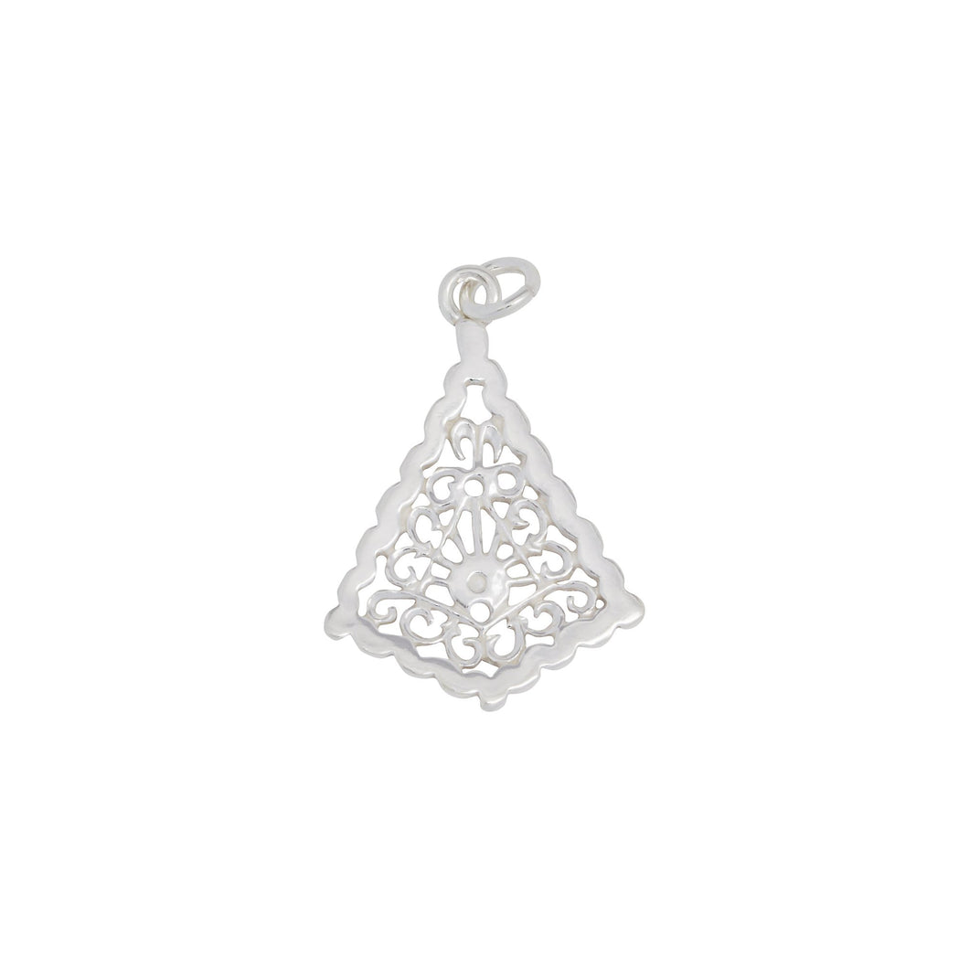 Sterling Silver, 18.6mm Width by 1.7mm Length by 26.4mm Height, Filigree Charm. Quantity Per Pack: 3 Pieces.