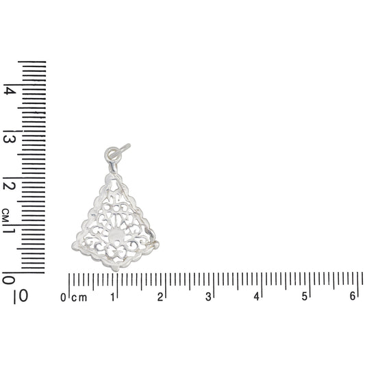 Sterling Silver, 18.6mm Width by 1.7mm Length by 26.4mm Height, Filigree Charm. Quantity Per Pack: 3 Pieces.
