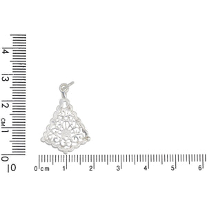 Sterling Silver, 18.6mm Width by 1.7mm Length by 26.4mm Height, Filigree Charm. Quantity Per Pack: 3 Pieces.