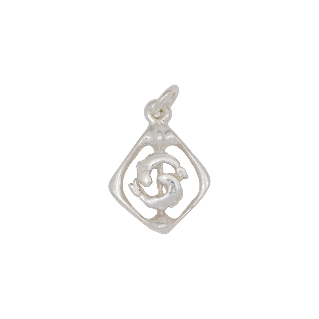 Sterling Silver, 13.6mm Width by 2.2mm Length by 18.4mm Height, Pisces Charm. Quantity Per Pack: 4 Pieces.