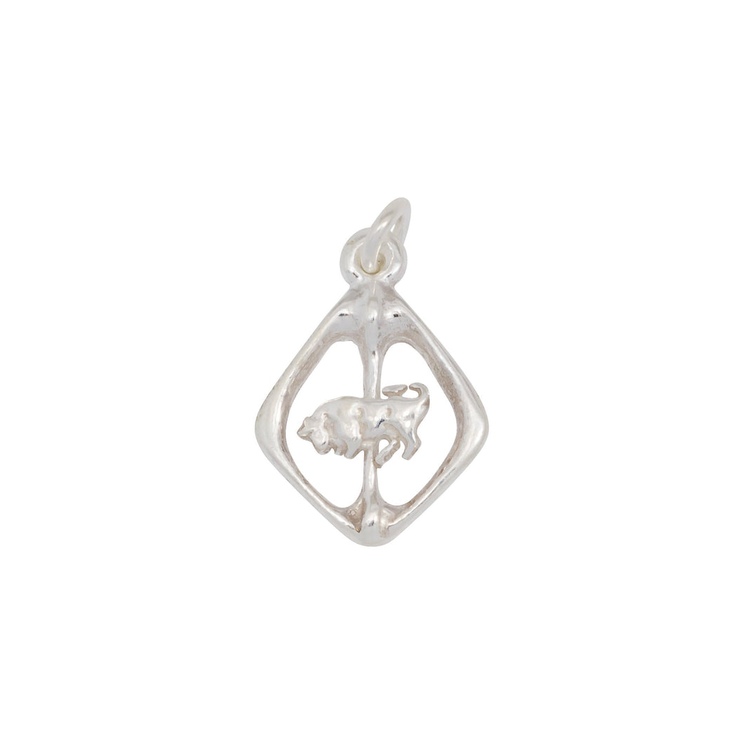 Sterling Silver, 13.5mm Width by 2.1mm Length by 18.7mm Height, Taurus Charm. Quantity Per Pack: 4 Pieces.