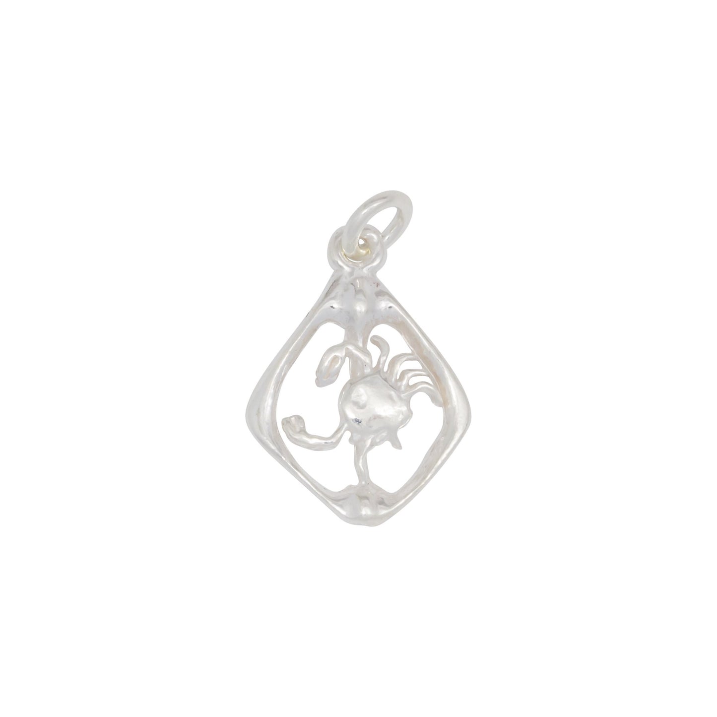 Sterling Silver, 13.2mm Width by 2.1mm Length by 18.4mm Height, Cancer Charm. Quantity Per Pack: 4 Pieces.