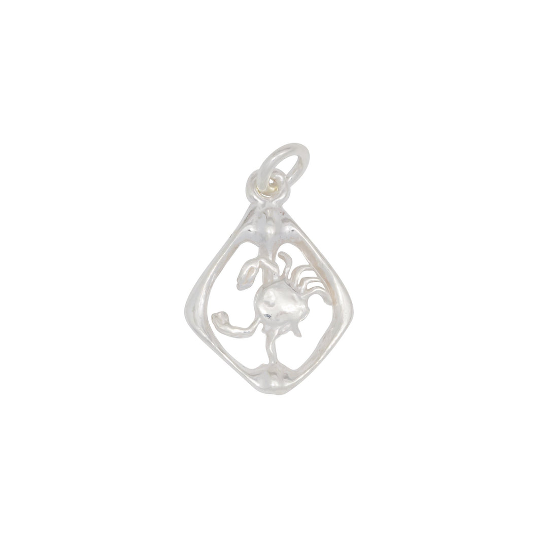 Sterling Silver, 13.2mm Width by 2.1mm Length by 18.4mm Height, Cancer Charm. Quantity Per Pack: 4 Pieces.