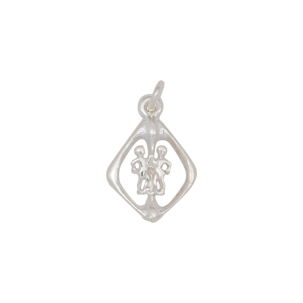 Sterling Silver, 13.3mm Width by 2.1mm Length by 19.1mm Height, Gemini Charm. Quantity Per Pack: 4 Pieces.