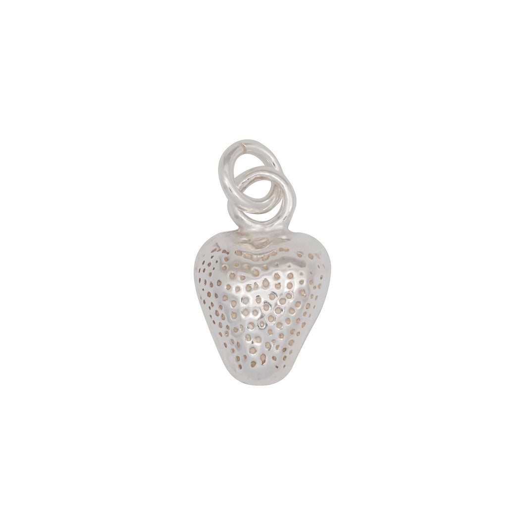 Sterling Silver, 9.4mm Width by 3.5mm Length by 15.1mm Height, Strawberry Charm. Quantity Per Pack: 4 Pieces.