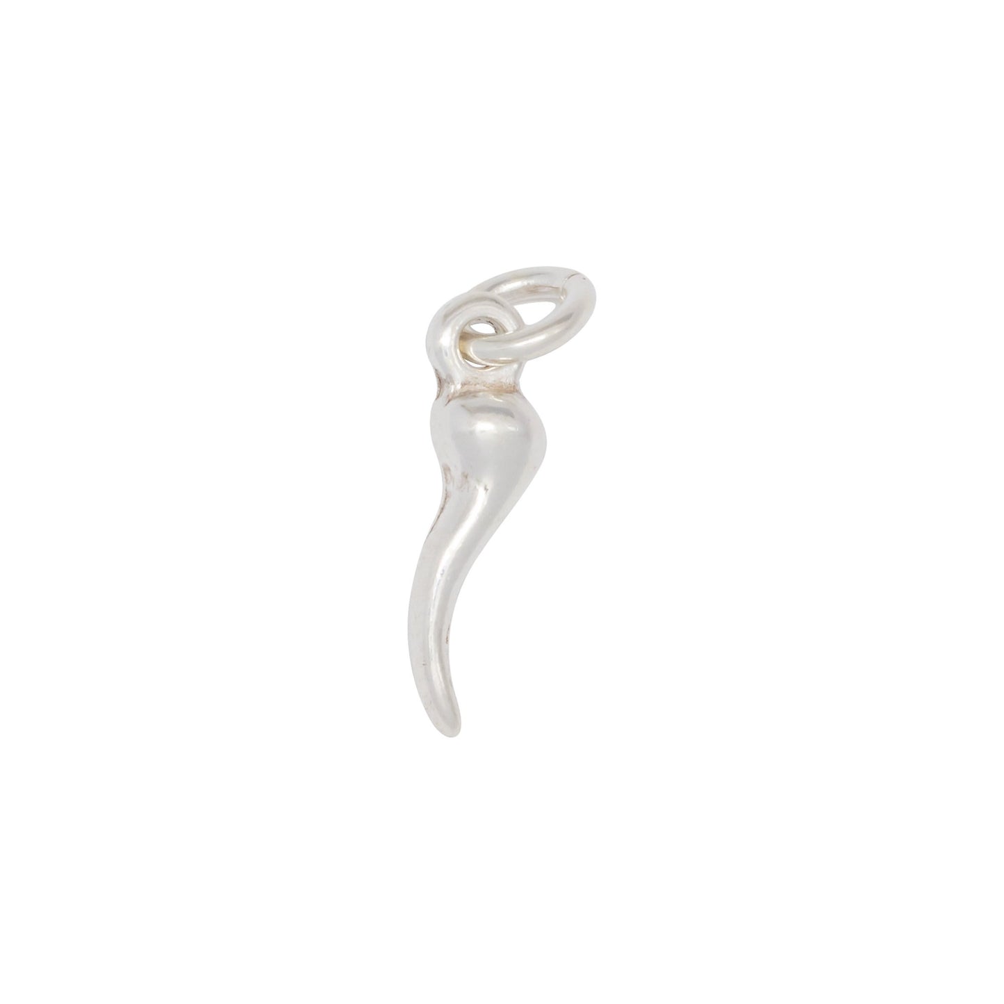 Sterling Silver, 4.0mm Width by 3.7mm Length by 14.2mm Height, Horn Charm. Quantity Per Pack: 6 Pieces.