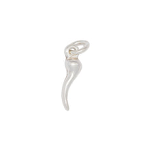 Load image into Gallery viewer, Sterling Silver, 4.0mm Width by 3.7mm Length by 14.2mm Height, Horn Charm. Quantity Per Pack: 6 Pieces.
