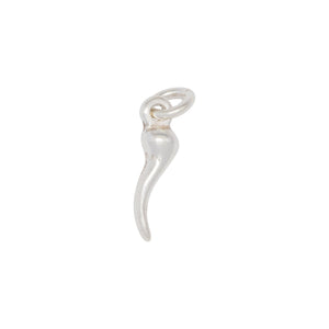 Sterling Silver, 4.0mm Width by 3.7mm Length by 14.2mm Height, Horn Charm. Quantity Per Pack: 6 Pieces.