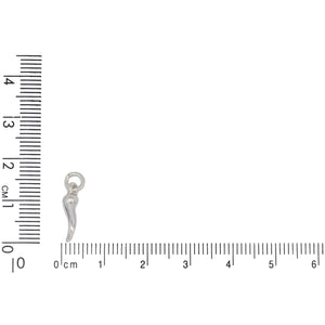 Sterling Silver, 4.0mm Width by 3.7mm Length by 14.2mm Height, Horn Charm. Quantity Per Pack: 6 Pieces.