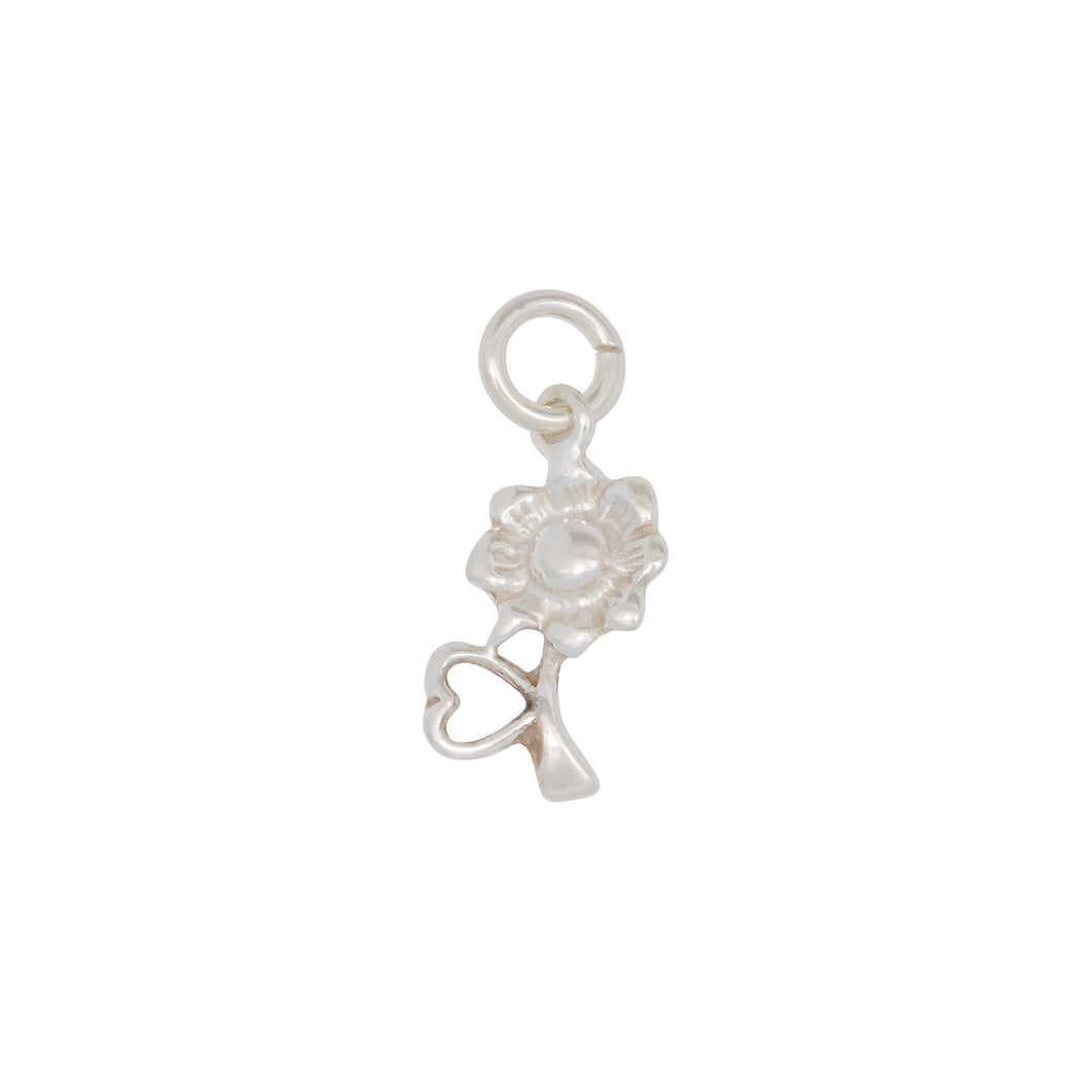 Sterling Silver, 7.0mm Width by 2.1mm Length by 13.6mm Height, Flower Charm. Quantity Per Pack: 8 Pieces.