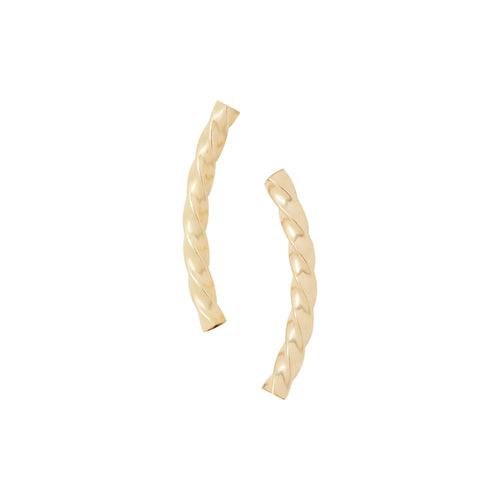 Tubes. 14kt Gold Filled 3.0mm Width by 25.0mm Length, Square Twisted Curved Tube. Quantity Per Pack: 6 Pieces.