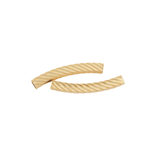 Tubes. 14kt Gold Filled 2.9mm Width by 24.0mm Length, Square Corrugated Curved Tube. Quantity Per Pack: 5 Pieces.