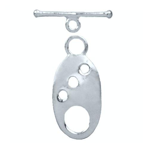 Sterling Silver Oxidized, 13.6mm Width by 1.6mm Length by 28.4mm Height, Fancy Oval Toggle Clasp Ring and 22.3mm Width by 2.6mm Length, Plain Toggle Clasp Bar. Quantity Per Pack: 1 Pair.