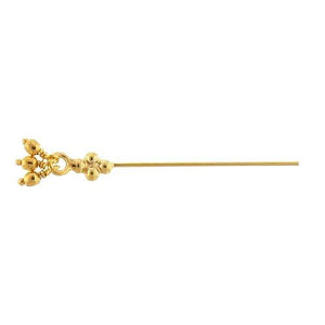 Sterling Silver Gold Plated / Vermeil, 26.0 Gauge 3.0 Inch Dangle Pin, With Dotted Rhombus Head & Dangles. Quantity Per Pack: 10 Pieces.