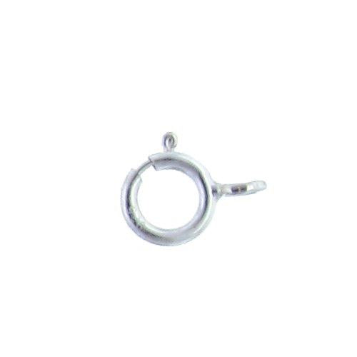 Clasps. Sterling Silver 4.7mm Width / Length by 1.0mm Thick, Smooth Spring Ring Clasp With 2.45mm Width / Length Smooth Open Ring. Quantity Per Pack: 50 Pieces.