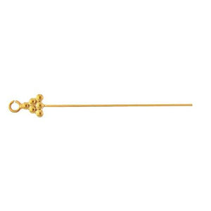 Sterling Silver Gold Plated / Vermeil, 28.0 Gauge 1.0 Inch Fancy Pin With Dotted Triangle Head and 3.3mm Ring. Quantity Per Pack: 10 Pieces.