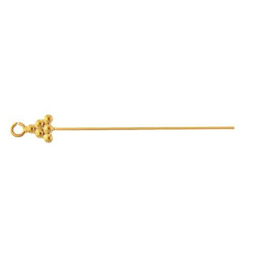 Sterling Silver Gold Plated / Vermeil, 28.0 Gauge 1.0 Inch Fancy Pin With Dotted Triangle Head and 3.3mm Ring. Quantity Per Pack: 10 Pieces.