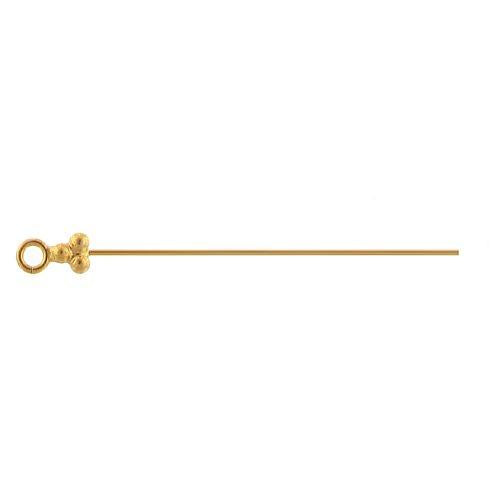 Sterling Silver Gold Plated / Vermeil, 26.0 Gauge 1.5 Inch Eye Pin With Dotted Triangle Head & 3.4mm Ring. Quantity Per Pack: 10 Pieces.