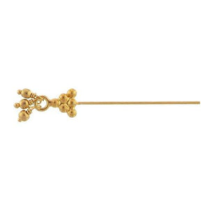 Sterling Silver Gold Plated / Vermeil, 26.0 Gauge 2.0 Inch Dangle Pin, With 6-Dotted Triangle Head & Dangles.