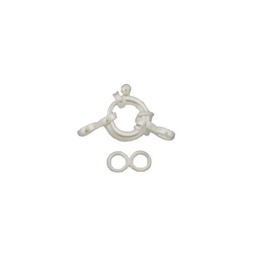 Clasps. Sterling Silver 7.8mm Width / Length by 2.0mm Thick, Smooth Spring Ring Clasp With Two of 3.7mm Width by 7.6mm Length Figure 8 Link on each side. Quantity Per Pack: 5 Pieces.