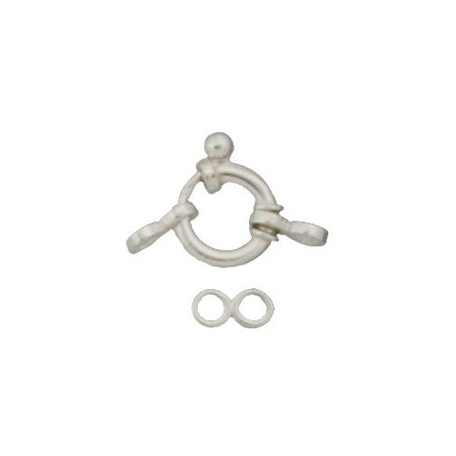 Clasps. Sterling Silver 10.0mm Width / Length by 2.0mm Thick, Smooth Spring Ring Clasp With Two of 3.8mm Width by 7.8mm Length Figure 8 Link on each side. Quantity Per Pack: 2 Pieces.