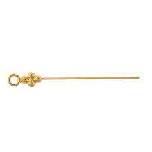 Load image into Gallery viewer, Sterling Silver Gold Plated / Vermeil, 22.0 Gauge 3.0 Inch Eye Pin With Dotted Rhombus Head &amp; 3.4mm Ring. Quantity Per Pack: 4 Pieces.
