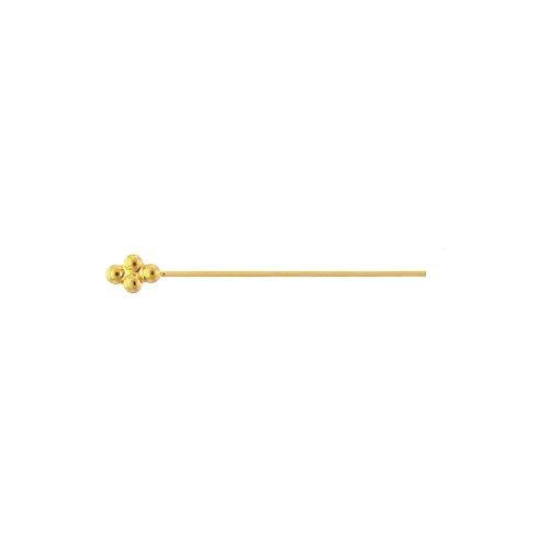 Sterling Silver Gold Plated / Vermeil, 26.0 Gauge 3.0 Inch Fancy Pin With Dotted Rhombus Head. Quantity Per Pack: 20 Pieces.