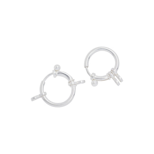 Clasps. Sterling Silver 16.10mm Width / Length by 2.10mm Thick, Smooth Spring Ring Clasp With Two of 3.75mm Width by 7.50mm Length Figure 8 Close Ring on each side. Quantity Per Pack: 2 Pieces.