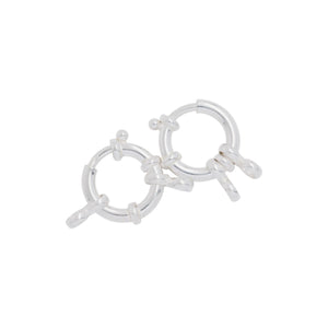 Clasps. Sterling Silver 20.30mm Width / Length by 3.45mm Thick, Smooth Spring Ring Clasp With Two of 6.00mm Width by 12.35mm Length Figure 8 Close Ring on each side. Quantity Per Pack: 1 Piece.