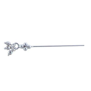 Sterling Silver, 24.0 Gauge 2.0 Inch Dangle Pin With Dotted Rhombus Head & Dangles. Quantity Per Pack: 10 Pieces.