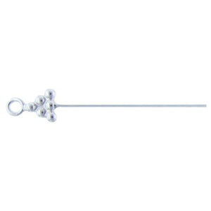 Sterling Silver, 26.0 Gauge 1.0 Inch Eye Pin With 6-Dotted Triangle Head & 3.4mm Ring. Quantity Per Pack: 20 Pieces.