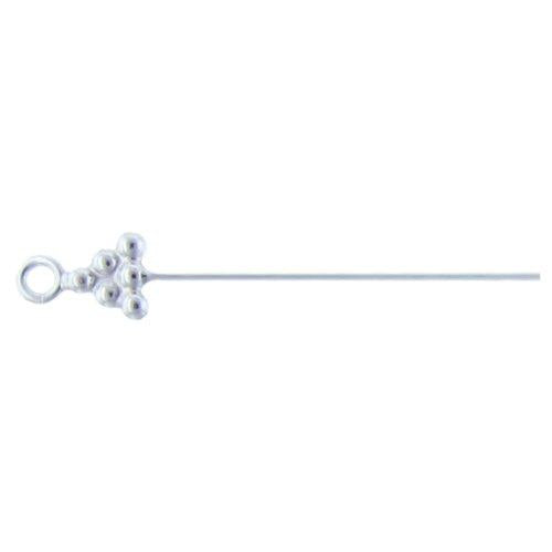 Sterling Silver, 26.0 Gauge 1.0 Inch Eye Pin With 6-Dotted Triangle Head & 3.4mm Ring. Quantity Per Pack: 20 Pieces.