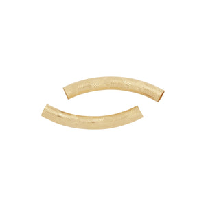 Tubes. 14kt Gold Filled 4.10mm Width by 29.70mm Length, Textured Curved Tube. Quantity Per Pack: 2 Pieces.