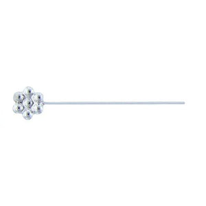 Sterling Silver, 24.0 Gauge 1.5 Inch Fancy Pin With Dotted Flower Head. Quantity Per Pack: 20 Pieces.