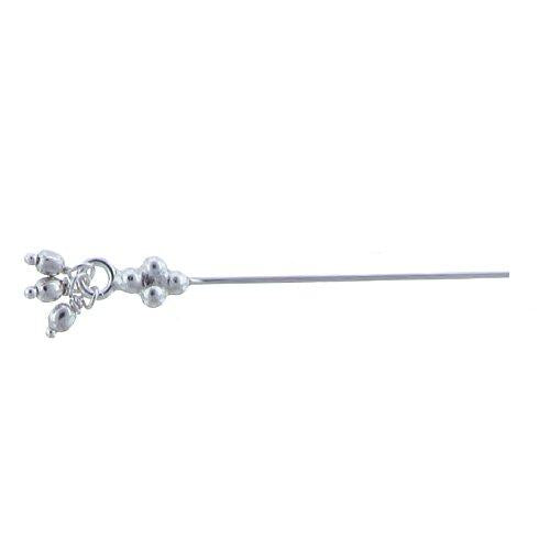 Sterling Silver, 22.0 Gauge 3.0 Inch Dangle Pin With Dotted Rhombus Head & Dangles. Quantity Per Pack: 10 Pieces.