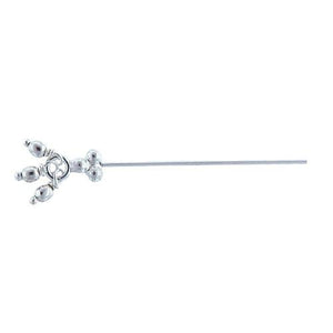 Sterling Silver, 26.0 Gauge 1.0 Inch Dangle Pin With Dotted Triangle Head & Dangles. Quantity Per Pack: 10 Pieces.