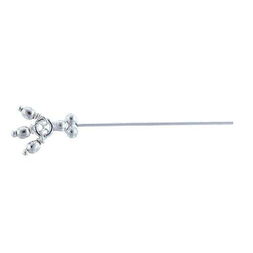 Sterling Silver, 26.0 Gauge 1.0 Inch Dangle Pin With Dotted Triangle Head & Dangles. Quantity Per Pack: 10 Pieces.