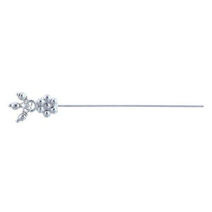 Sterling Silver, 26.0 Gauge 2.0 Inch Dangle Pin With Dotted Flower Head & Dangles. Quantity Per Pack: 10 Pieces.