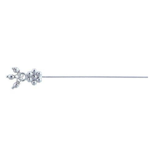 Sterling Silver, 24.0 Gauge 1.5 Inch Dangle Pin With Dotted Flower Head & Dangles. Quantity Per Pack: 10 Pieces.