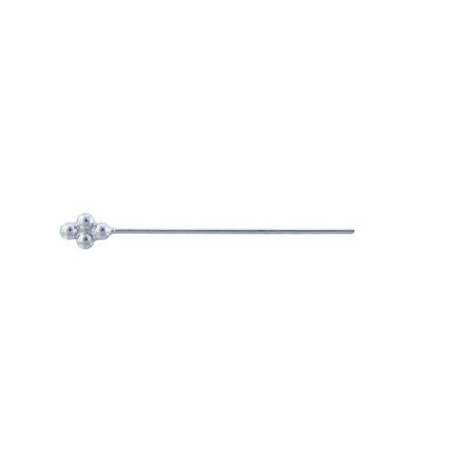 Sterling Silver, 28.0 Gauge 1.5 Inch Eye Pin With Dotted Flower Head & 3.3mm Ring. Quantity Per Pack: 20 Pieces.