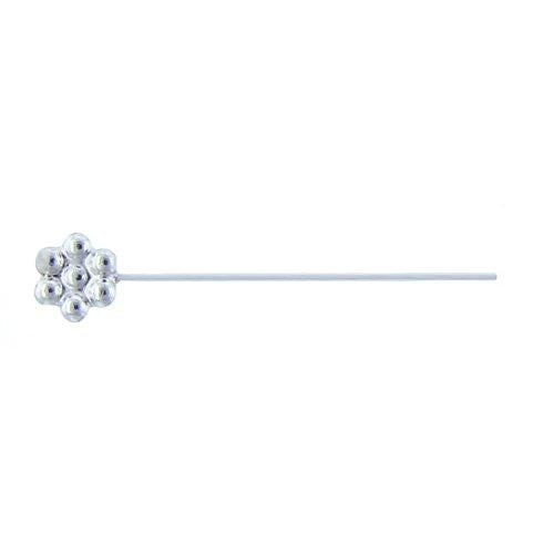 Sterling Silver, 22.0 Gauge 1.5 Inch Fancy Pin With Dotted Flower Head. Quantity Per Pack: 10 Pieces.