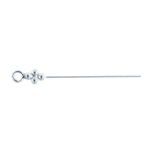 Sterling Silver, 22.0 Gauge 1.5 Inch Eye Pin With Dotted Rhombus Head & 3.4mm Ring. Quantity Per Pack: 10 Pieces.