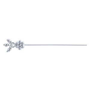 Sterling Silver, 24.0 Gauge 2.0 Inch Dangle Pin With Dotted Flower Head & Dangles. Quantity Per Pack: 10 Pieces.