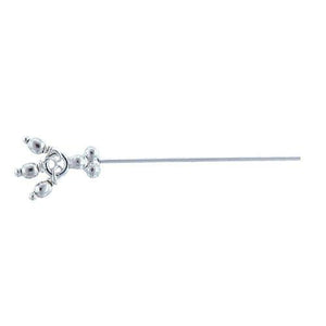 Sterling Silver, 24.0 Gauge 1.0 Inch Dangle Pin With Dotted Triangle Head & Dangles. Quantity Per Pack: 10 Pieces.