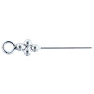 Sterling Silver, 28.0 Gauge 3.0 Inch Eye Pin With Dotted Rhombus Head & 3.4mm Ring. Quantity Per Pack: 20 Pieces.