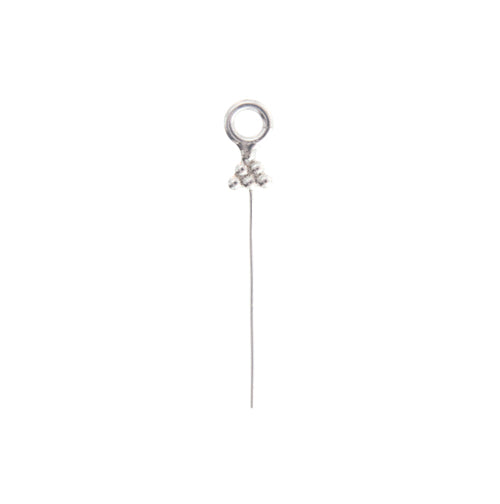 Sterling Silver, 28.0 Gauge 3.0 Inch Eye Pin With 6-Dotted Triangle Head & 3.4mm Ring. Quantity Per Pack: 20 Pieces.