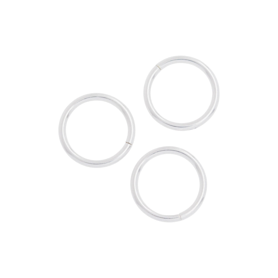 Jump Rings. Sterling Silver 18.0 Gauge 11.8mm Width / Length / Height, Smooth Open Jump Ring. Quantity Per Pack: 20 Pieces.