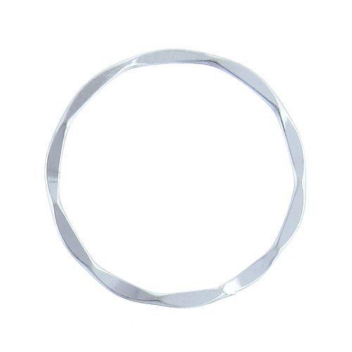 Sterling Silver, 22.7mm Width by 1.2mm Length by 22.9mm Height, Hammered Circle Connector. Quantity Per Pack: 6 Pieces.