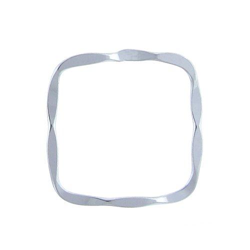 Sterling Silver, 31.3mm Width by 1.3mm Length by 31.3mm Height, Hammered Square Connector. Quantity Per Pack: 6 Pieces.